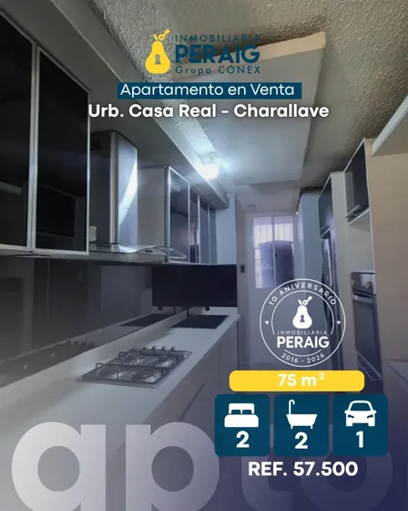 Apartamento En Venta De 75 M2/2h/2b/1p/ Urb. Casa Real/charallave.