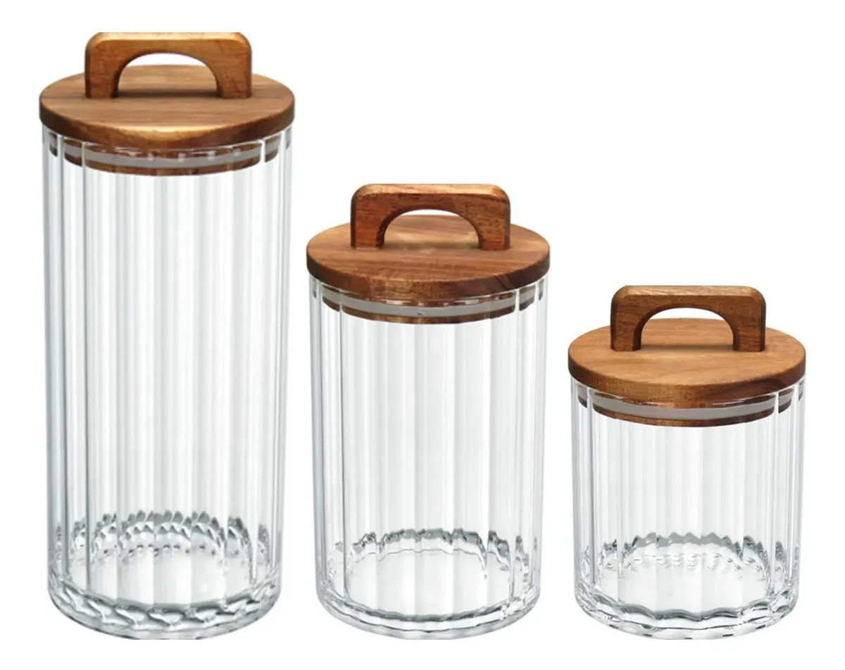 Kit 3 Pote Porta Mantimentos Borossilicato 1,3l 850ml 550ml