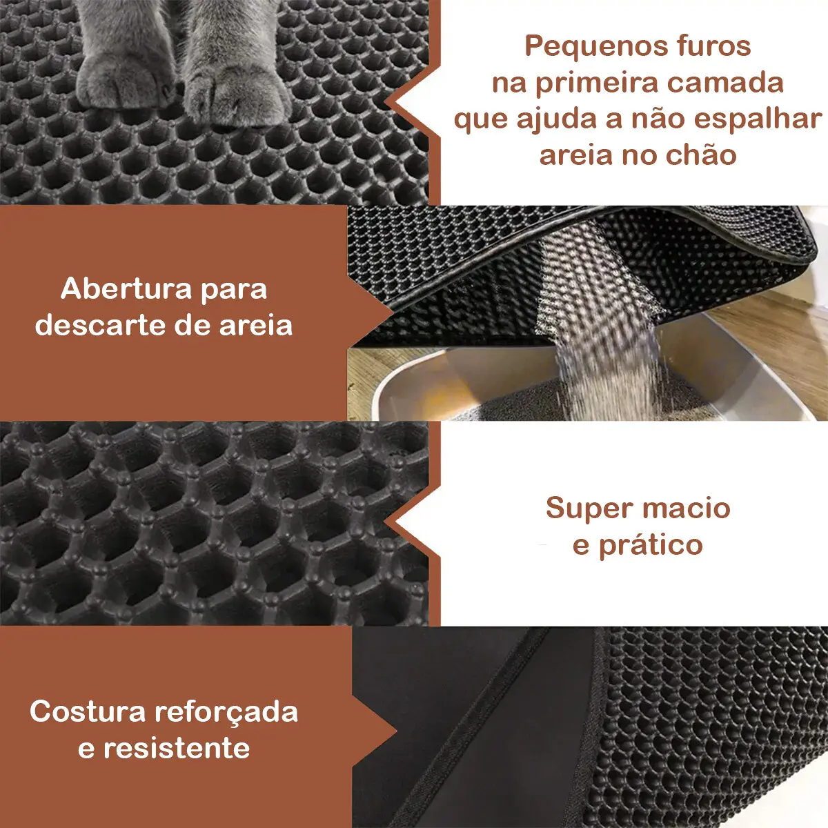 Tapete Coletor Areia Grande 100x75cm Para Gatos Limpa Patas