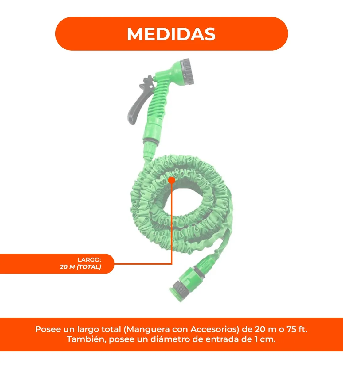 Manguera Expansible 23 Metros + Pistola De 7 Funciones