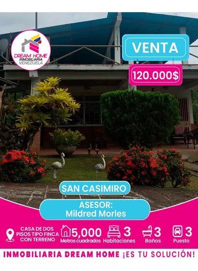 Casa De Dos Pisos. Finca Con Terreno En Venta  Carretera Cúa  San Casimiro 