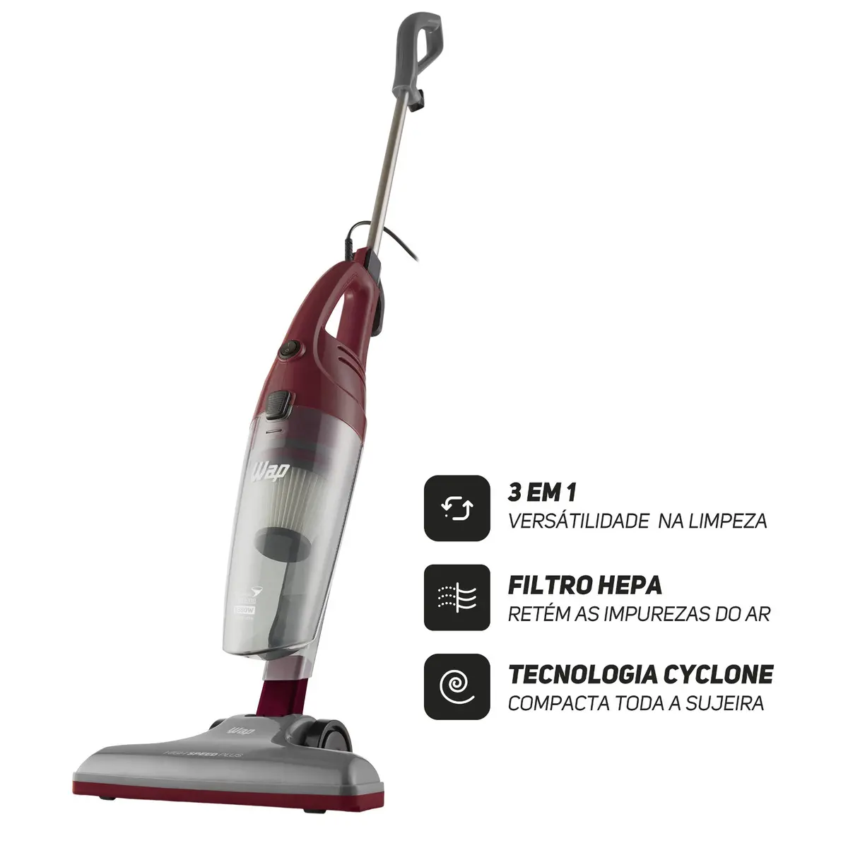 Aspirador de Pó Vertical e Portátil WAP High Speed Plus 1350W: Praticidade e Potência na Limpeza