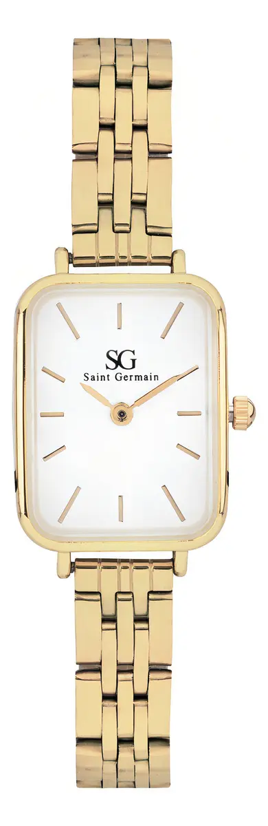 Relógio Quadrado Dourado Saint Germain Square Madison Gold