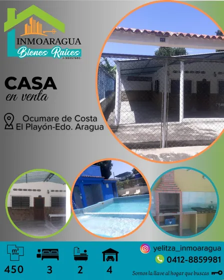 Casa Amoblada Y Con Piscina En Venta/ Ocumare De La Costa/ Yp1390