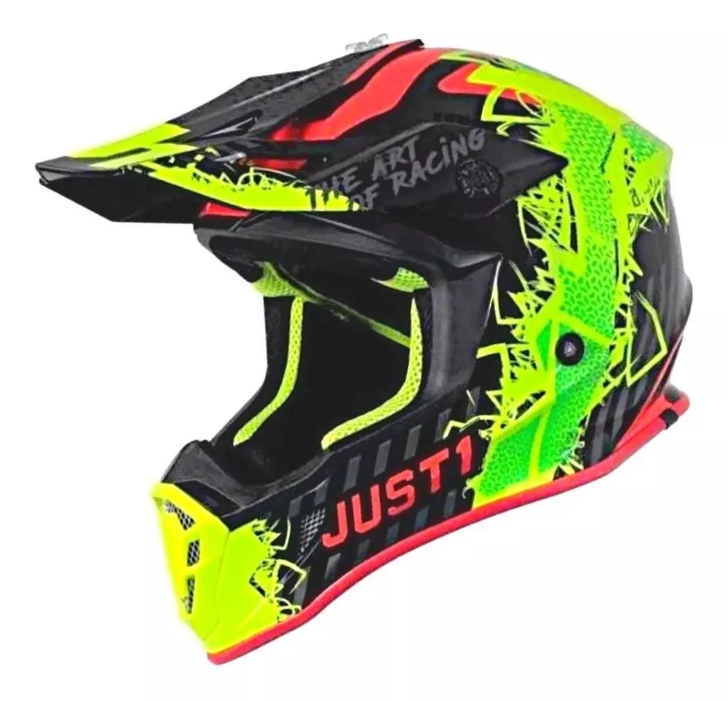 Imagem 1 de 5 de Capacete Just 1 J-38 Mask Preto Vermelho Fluor Motocross