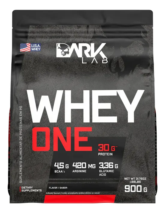 Whey One Protein Proteína Sachê Refil 900g – Dark Lab Sabor Morango