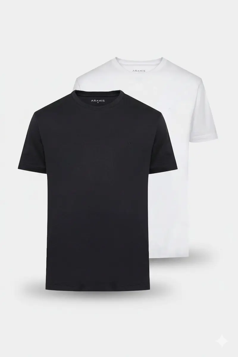 Kit 2 Camisetas Aramis Básicas Branca E Preta