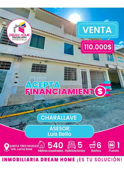 Quinta De Tres Niveles En Venta Urb. Loma Real  Charallave 