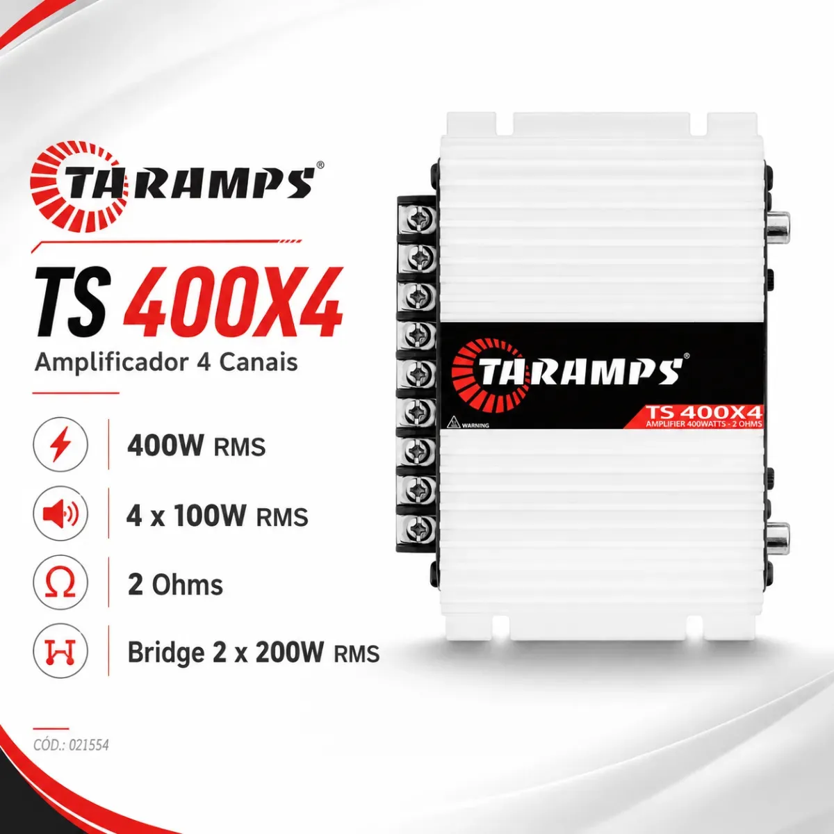 Modulo Taramps 400 Rms Ts-400 Ts400x4 T400 4 Canais V6 - modulo de som, modulo automotivo, modulo taramps