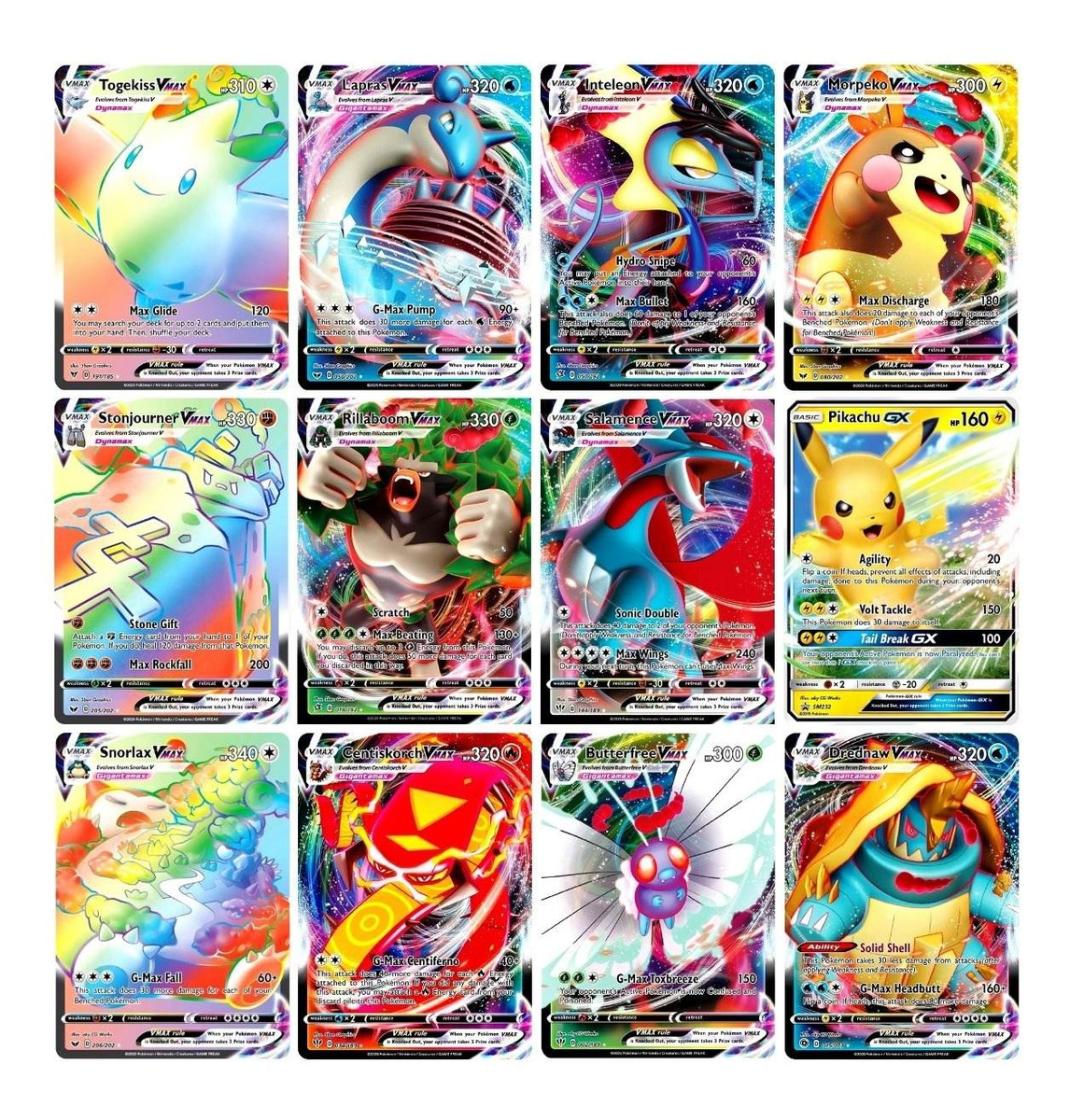 10 Cartas Pokemon Vmax + Carta Pikachu Gx Ultra Rara Mercado Livre