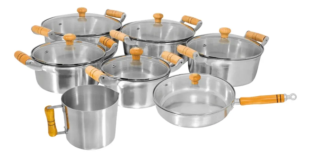 Conjunto De Panelas 7 Peças Alumínio Fundido Batido Grosso