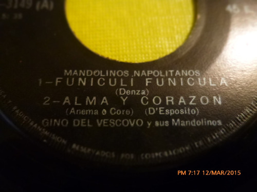 Vinilo Single - De Mandolinos Napolitanos -funiculi( I50