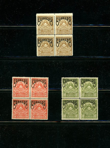 Sellos Postales Chile. Sellos Telégrafos Sobrecargados, 1904