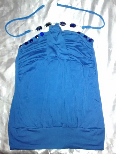 Polo Top Dama Talla S/m Azul Electrico Nuevo Con Yaya B30