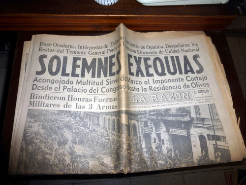 Solemnes Exequias X Muerte De Peron / Diario La Razon 1974