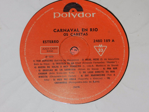 Vinilo 1100 - Carnaval En Rio - Os Caretas