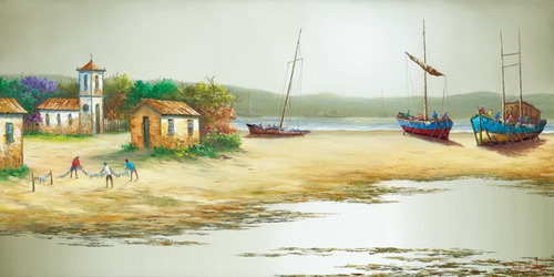 Tela Para Quadro 100x50 Cm - Marinha Barco Pesca