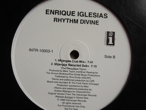 Enrique Iglesias - Rhythm Divine - Acetato Mix Importado - (Usado)