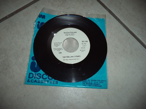 Disco Acetato 7  Promo  The Rolling Stones Bajo Mi Pulgar