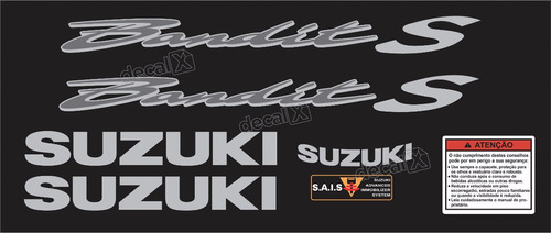 Kit Jogo Faixa Emblema Adesivo Suzuki Bandit 600s 2003 Preta