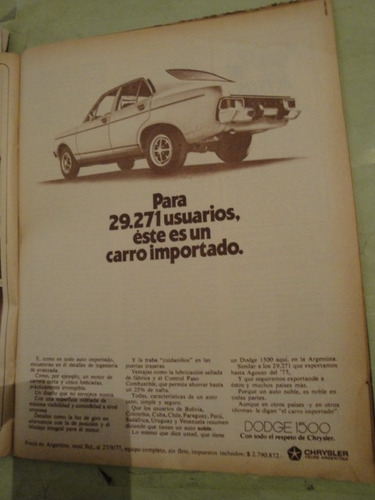 Publicidad Dodge 1500 Chrysler Año 1977