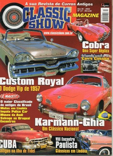 Revista Carros Antigos Classic Show Nº 17 Ano 2003