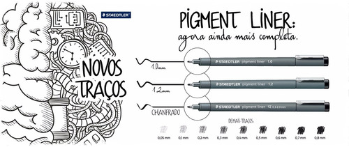 2x Caneta Nankin Pigment Lin Staedtler 0.2 Preta Tipo Micron