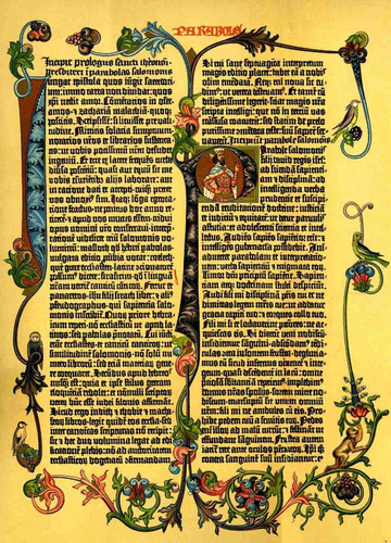 Lienzo Tela Latín Biblia Gutenberg 1455 Parábola 70 X 50 Cm