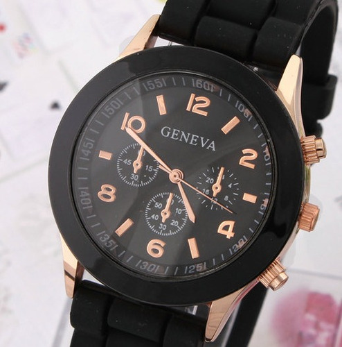 Relógio De Pulso Geneva Preto Feminino