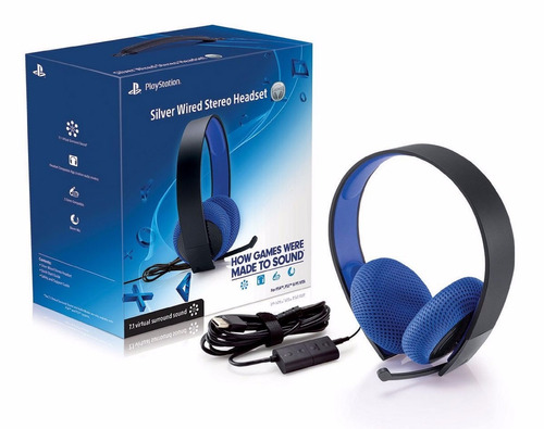 Sony Silver Wired Stereo Headset Ps4 Ps3 Psvita Celulares