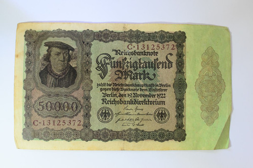 Nota Antiga Alemanha Época Da Inflação 1922  50 Mil Marcos