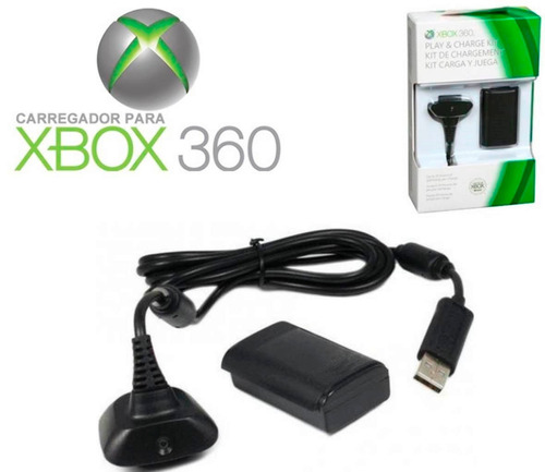 Kit Carregador E Bateria Para Controle Xbox360- Novo!!!