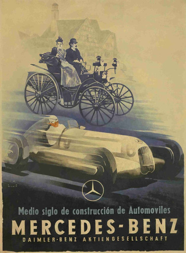 Poster Tela Canvas Poster Mercedes Benz Medio Siglo 67x50