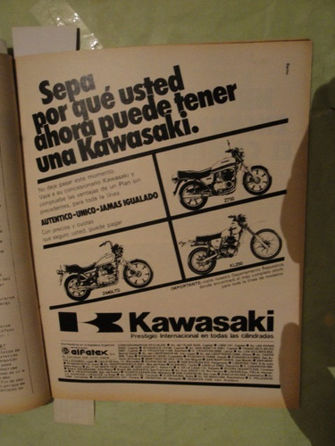 Publicidad Moto Kawasaki Z750 - Kl250 - Z440ltd Año 1981