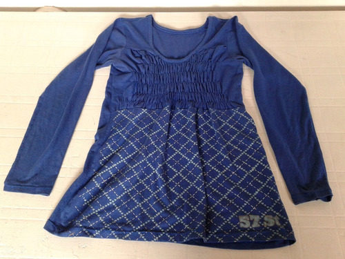 Remera Remeron Azul De Algodon Talle L