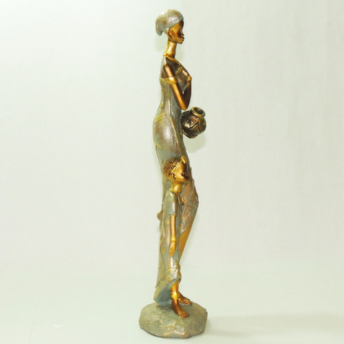 Boneca Africana Mãe E Filho Resina Negra Estátua Estatueta