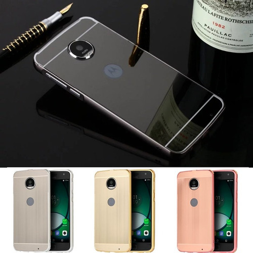 Back Case Cover Moto Z Play  Aluminio + Cristal Lente