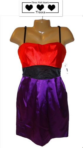 Vestido Talla 9  Fiesta Corto Straples Naranja Morado Hermos