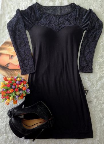 Vestido Preto Com Veludo Tam P