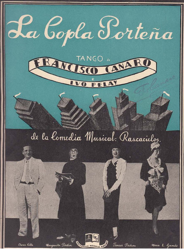 1935 Partitura Tango Canaro Pelay Copla Porteña Rascacielos