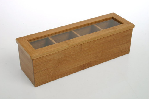 Imagen 3 de 3 de Caja De Te En Madera De Bambu 4 Divisiones