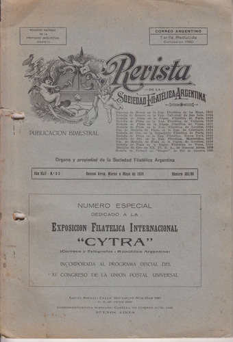 1939 Filatelia Expo Cytra Argentina Numero Especial Revista