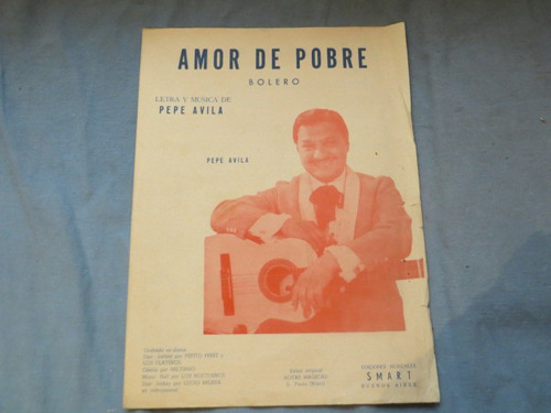 Amor De Pobre, Pepe Avila, Partitura Bolero