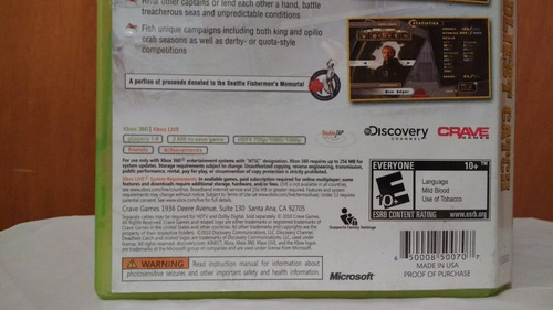 Deadliest Catch Sea Of Chaos Xbox 360 (Usado)
