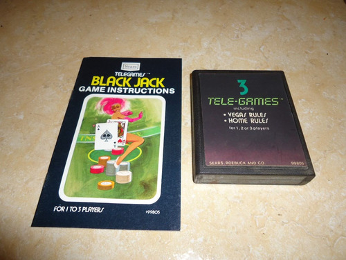 Blackjack + Instructivo Original Atari 2600 Telegames 3 +++