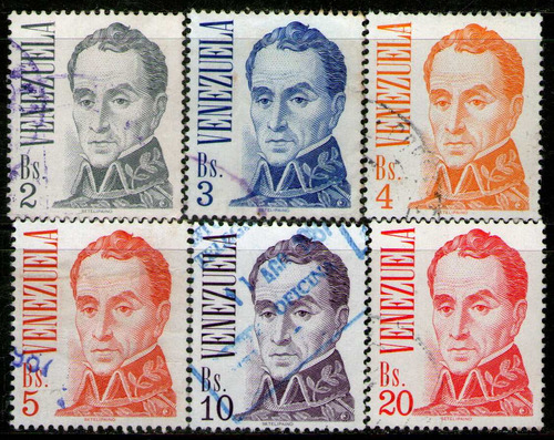 Venezuela Serie X 6 Sellos Usados Simón Bolívar Año 1976