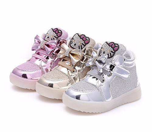 Zapatos Para Bebes Talla 24 Y 29 Hellow Kitty Con Luces Led