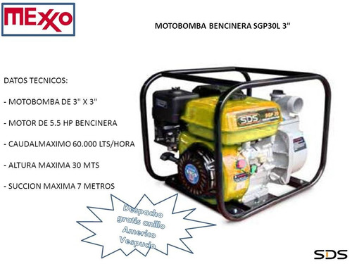 Motobomba Bencinera 3  5,5 Hp 6000 Lts/hora