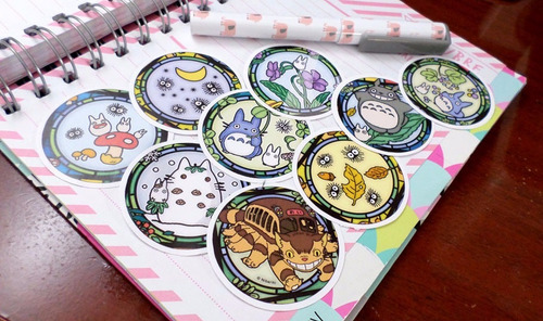 Set De 9 Stickers Circulares De Anime Mi Vecino Totoro