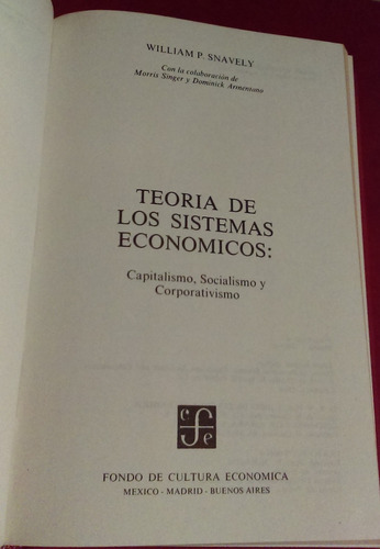 Teoría De Los Sistemas Económicos William P. Snavely